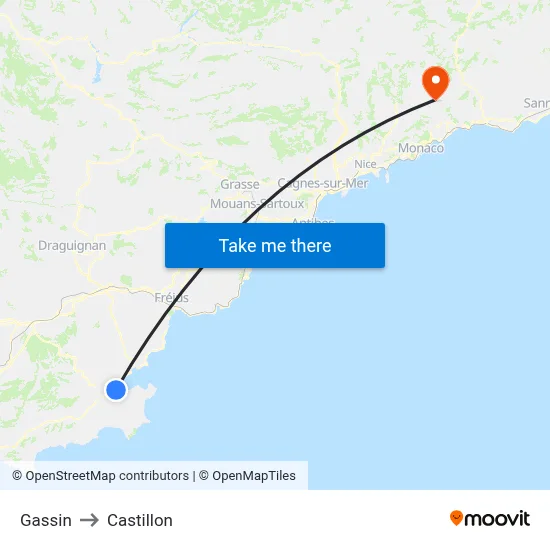 Gassin to Castillon map