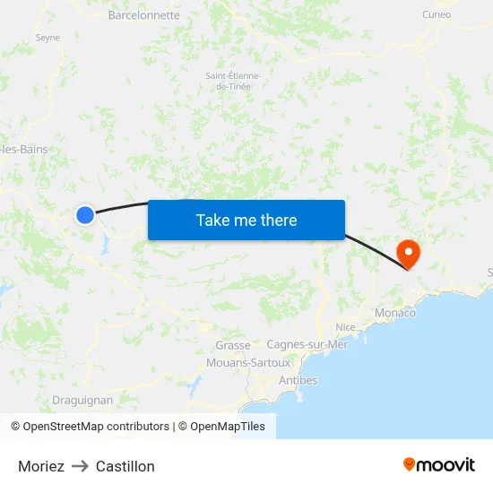 Moriez to Castillon map