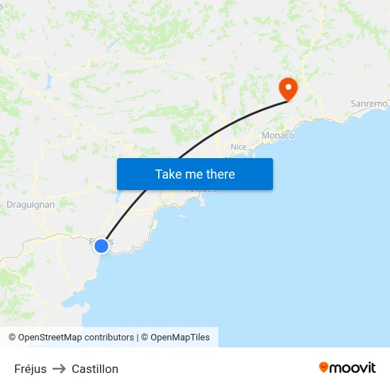 Fréjus to Castillon map