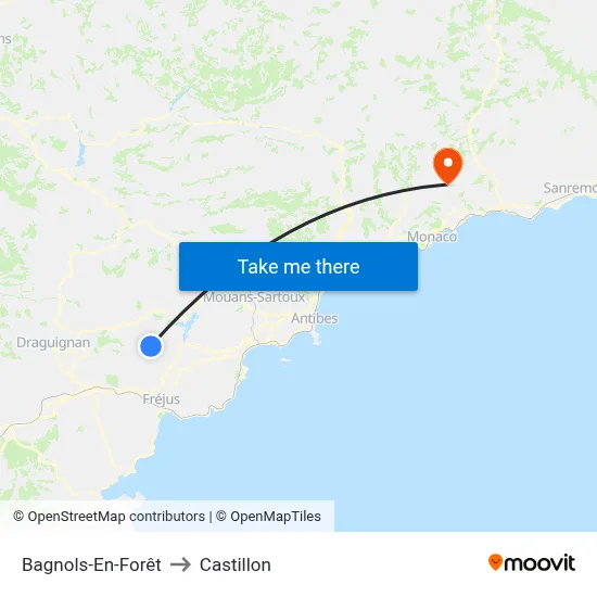Bagnols-En-Forêt to Castillon map