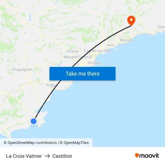 La Croix-Valmer to Castillon map