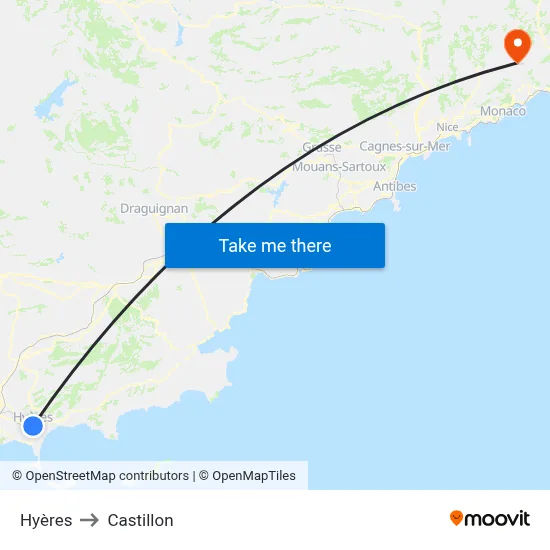 Hyères to Castillon map