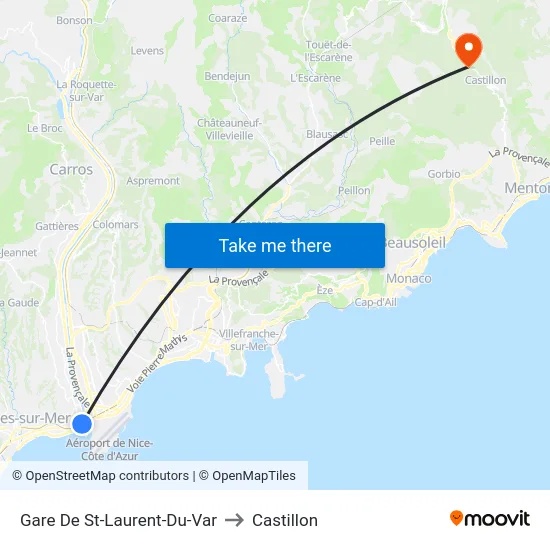 Gare De St-Laurent-Du-Var to Castillon map