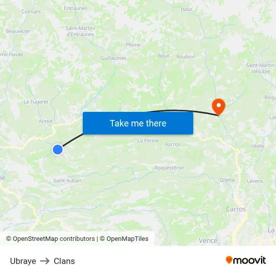 Ubraye to Clans map