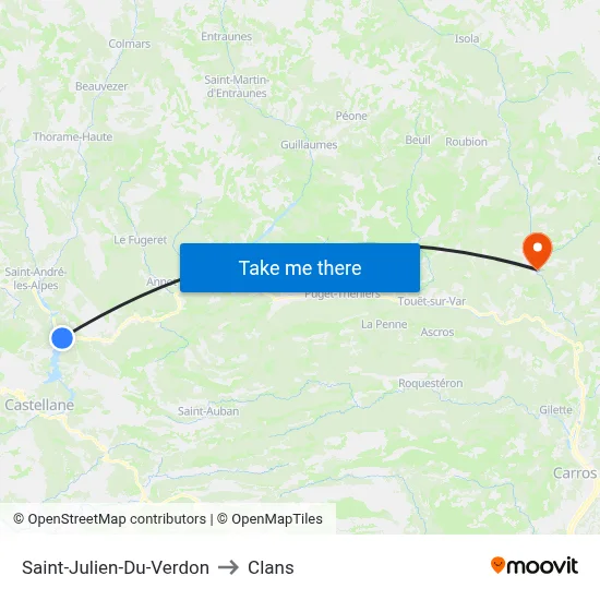 Saint-Julien-Du-Verdon to Clans map