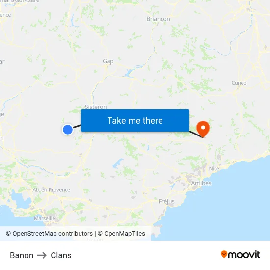 Banon to Clans map