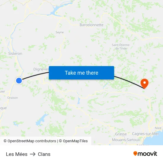 Les Mées to Clans map
