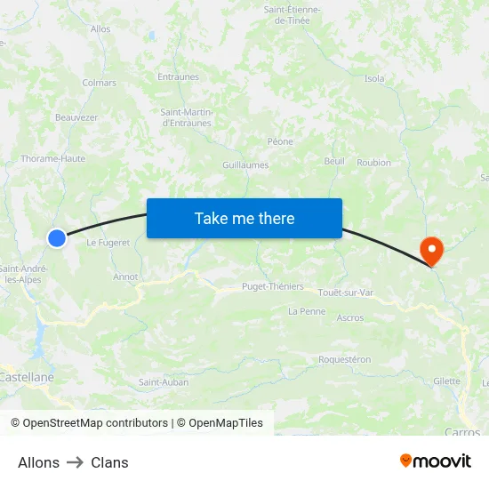 Allons to Clans map