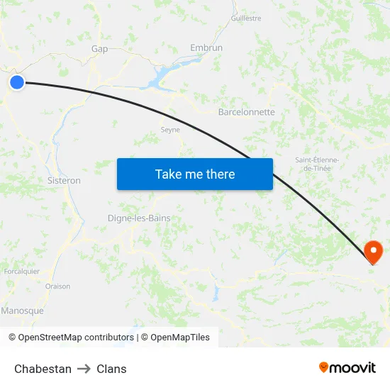 Chabestan to Clans map