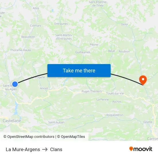 La Mure-Argens to Clans map