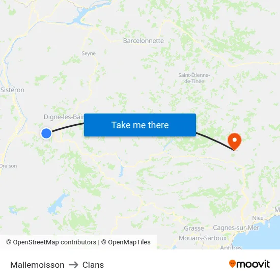 Mallemoisson to Clans map