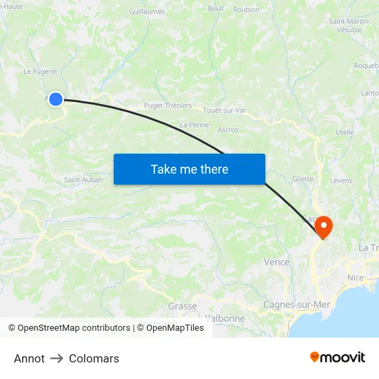 Annot to Colomars map