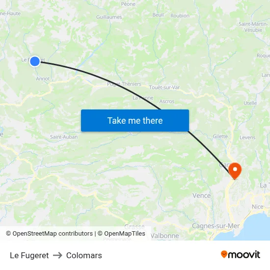 Le Fugeret to Colomars map