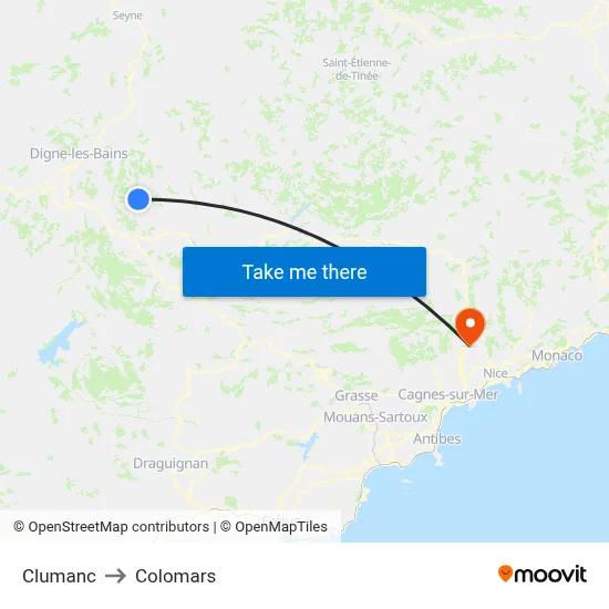Clumanc to Colomars map