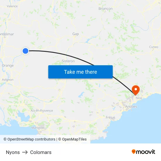 Nyons to Colomars map