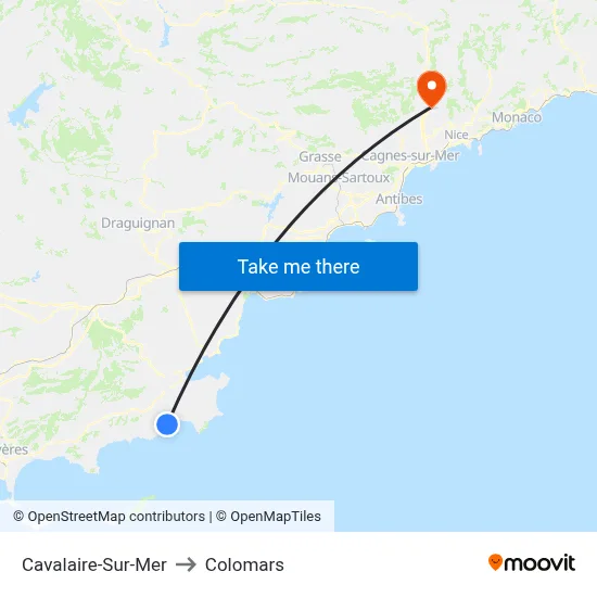 Cavalaire-Sur-Mer to Colomars map