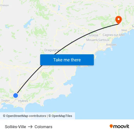 Solliès-Ville to Colomars map