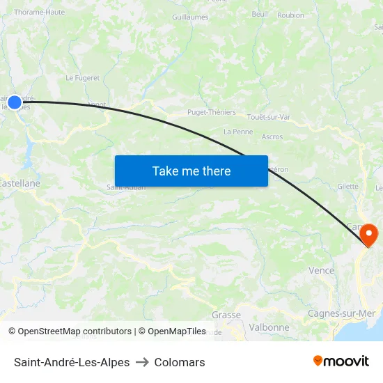 Saint-André-Les-Alpes to Colomars map