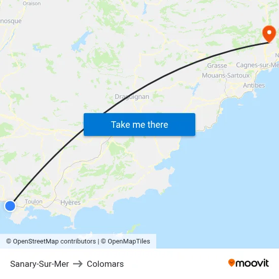 Sanary-Sur-Mer to Colomars map