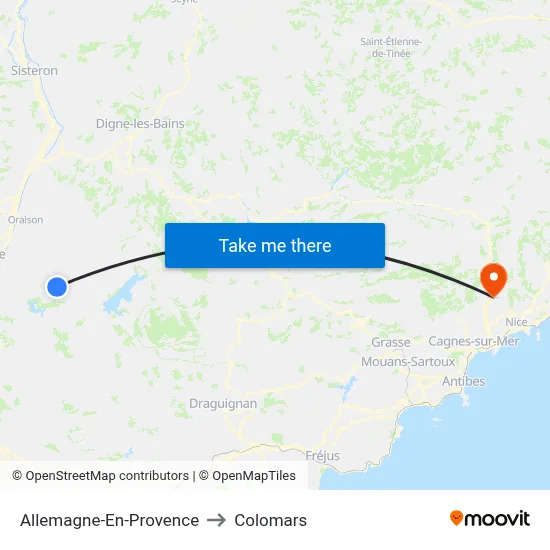 Allemagne-En-Provence to Colomars map