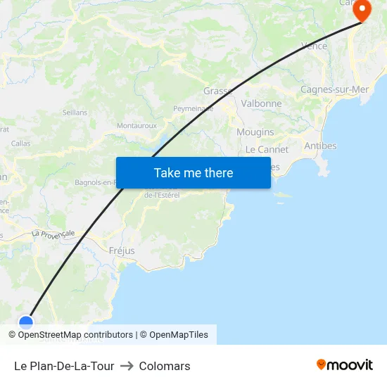 Le Plan-De-La-Tour to Colomars map