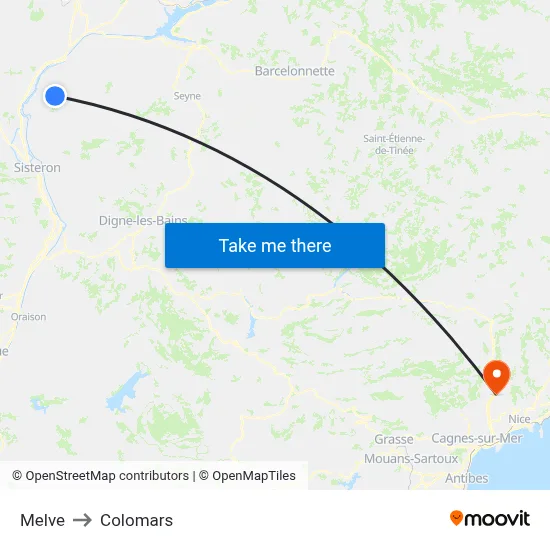 Melve to Colomars map