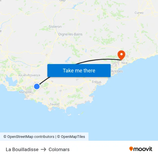 La Bouilladisse to Colomars map