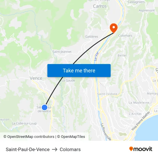 Saint-Paul-De-Vence to Colomars map