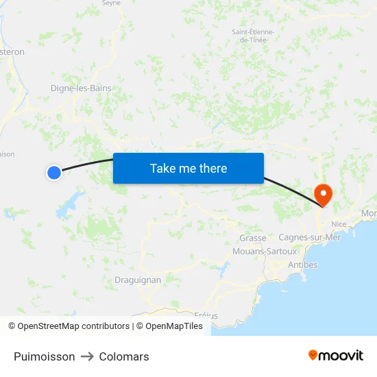 Puimoisson to Colomars map