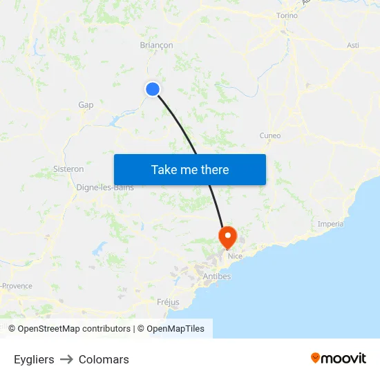 Eygliers to Colomars map