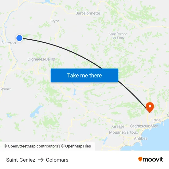 Saint-Geniez to Colomars map