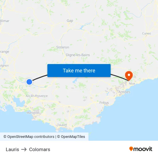 Lauris to Colomars map