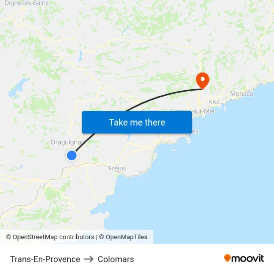 Trans-En-Provence to Colomars map