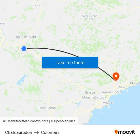 Châteauredon to Colomars map