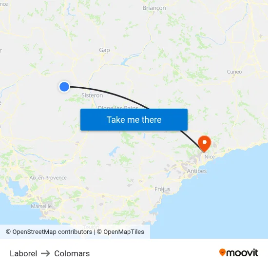 Laborel to Colomars map