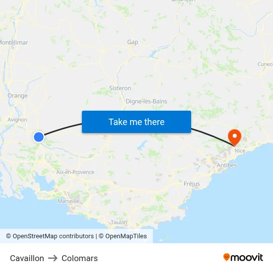 Cavaillon to Colomars map
