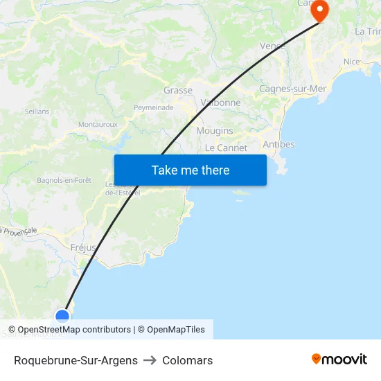 Roquebrune-Sur-Argens to Colomars map