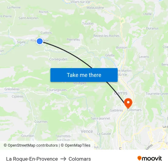 La Roque-En-Provence to Colomars map