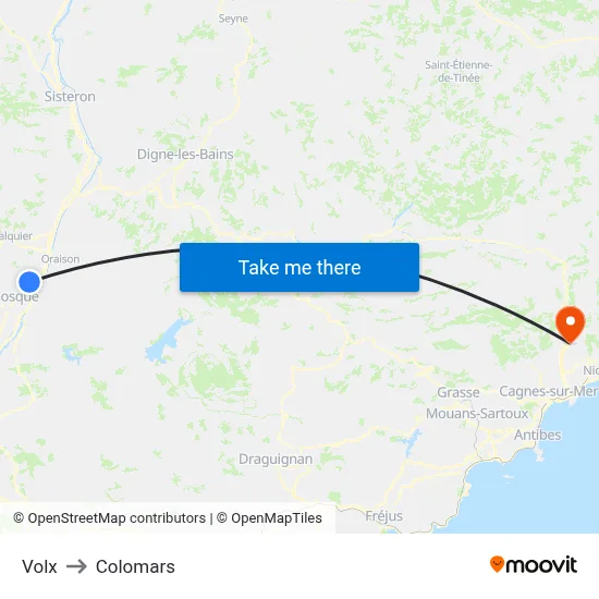 Volx to Colomars map