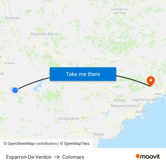 Esparron-De-Verdon to Colomars map