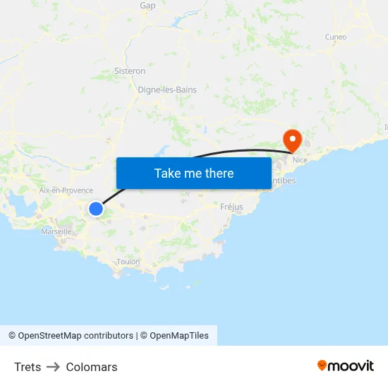 Trets to Colomars map