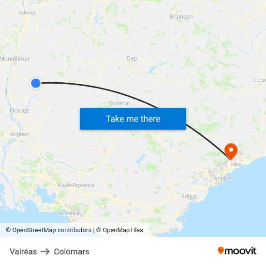 Valréas to Colomars map