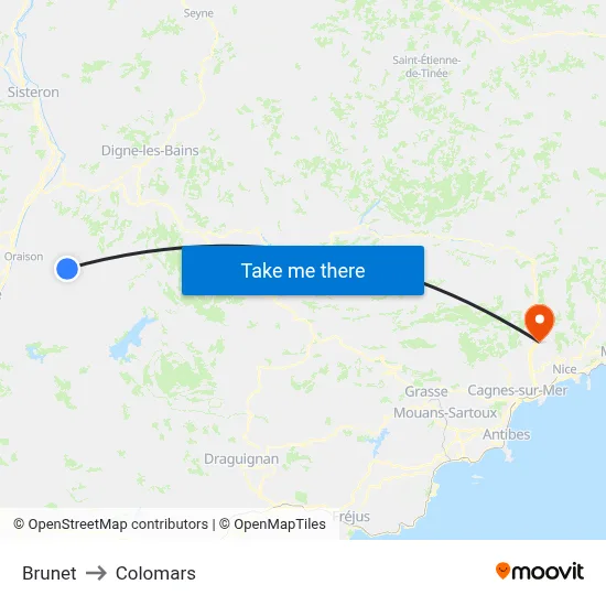 Brunet to Colomars map