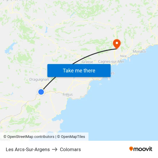 Les Arcs-Sur-Argens to Colomars map