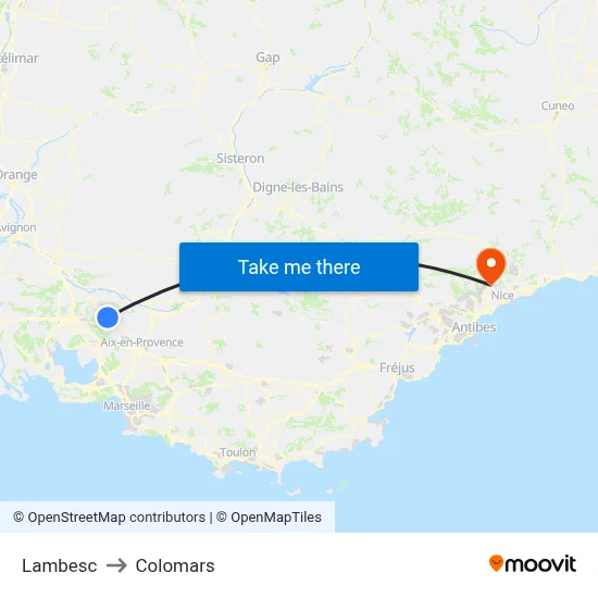 Lambesc to Colomars map