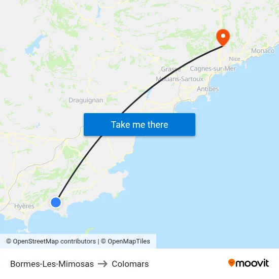Bormes-Les-Mimosas to Colomars map