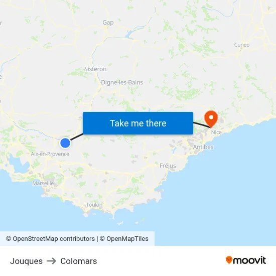 Jouques to Colomars map