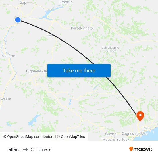 Tallard to Colomars map