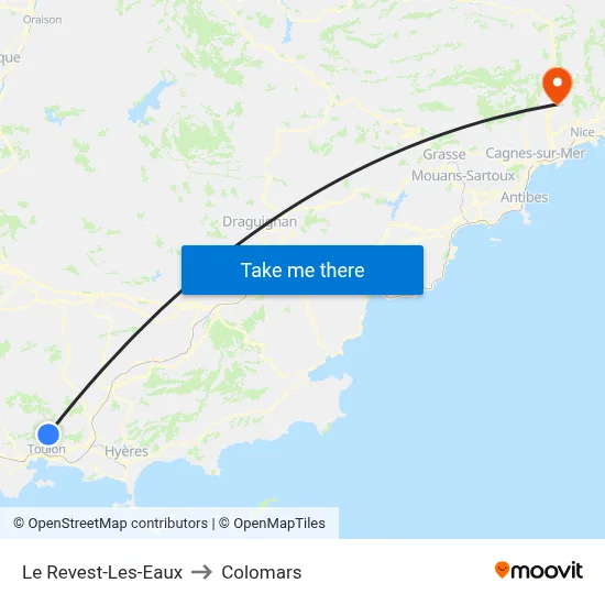 Le Revest-Les-Eaux to Colomars map