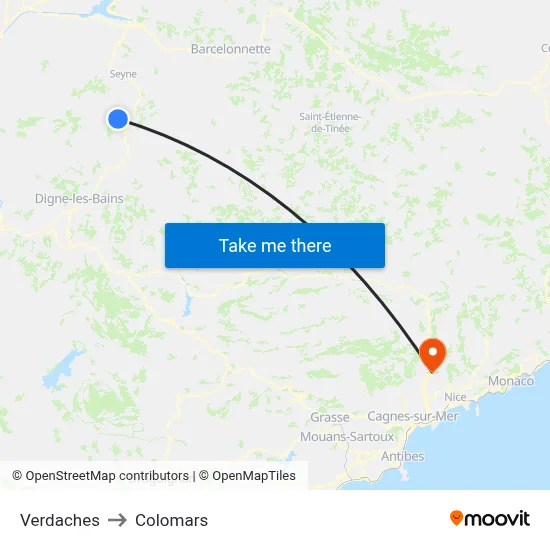 Verdaches to Colomars map